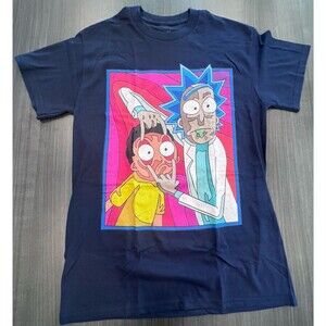 RICK and MORTY Navy Blue Tshirt Size Small Adult Swim Cartoon Network